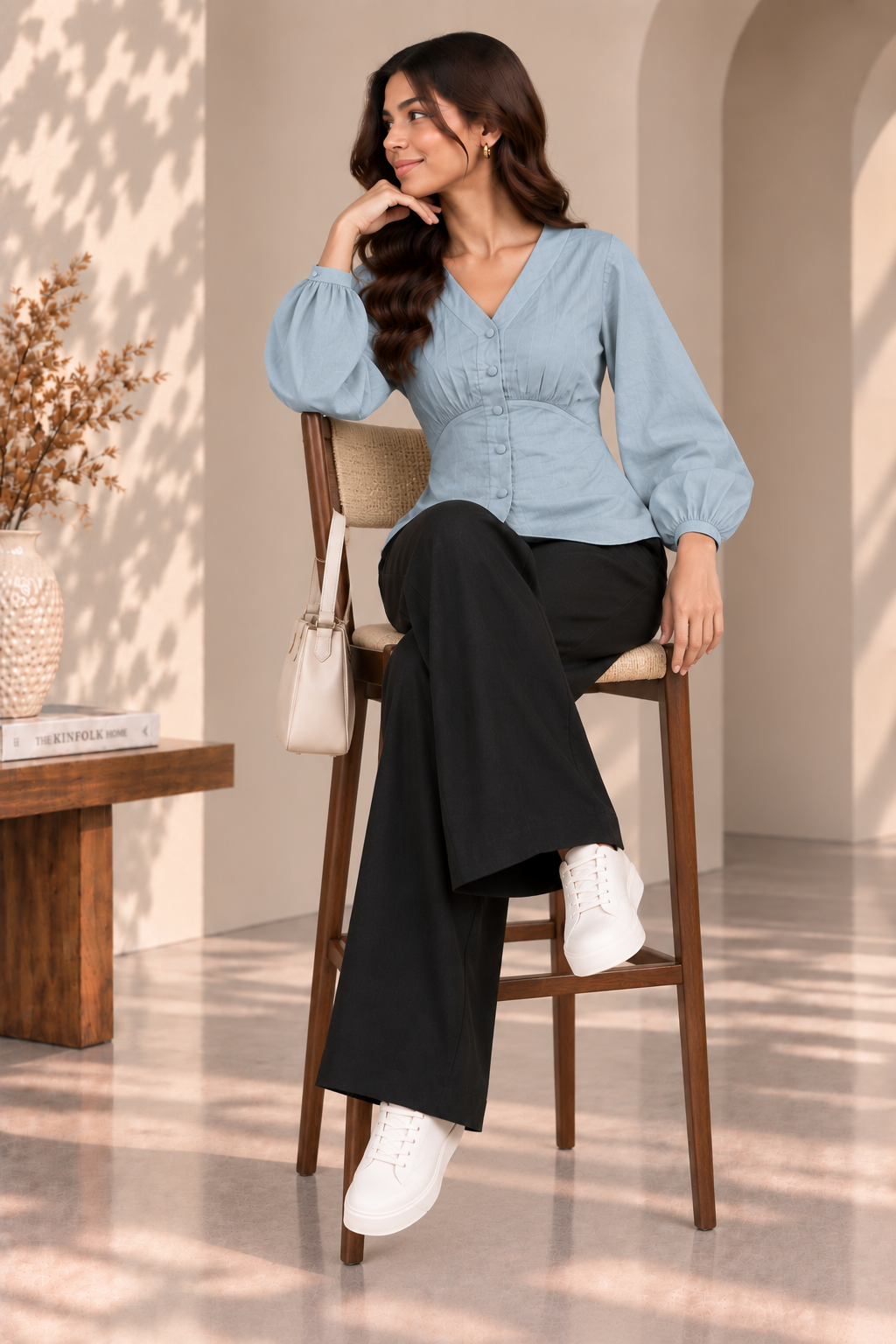 Gathered Waist  Cambric Top