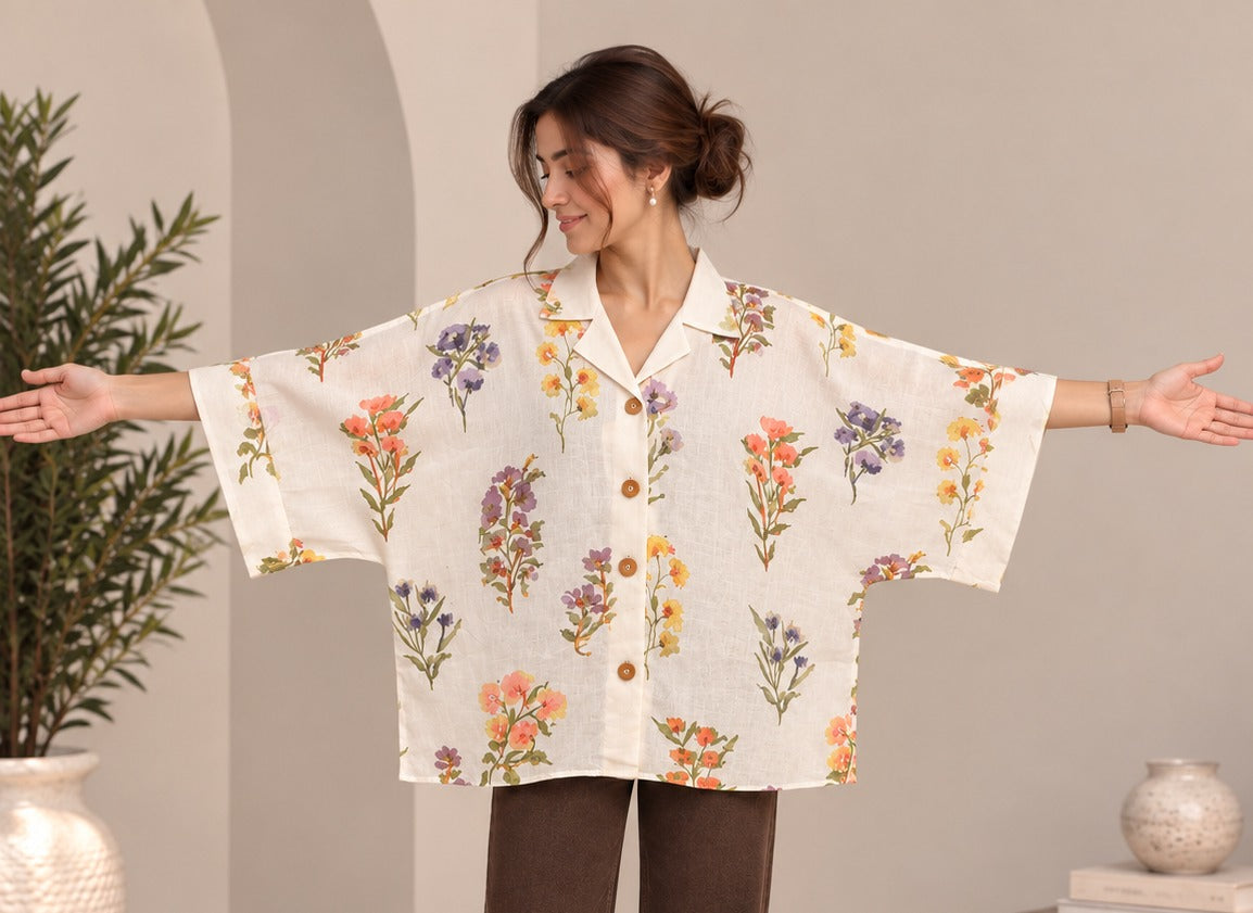 Floral Printed  Oversized Shirt