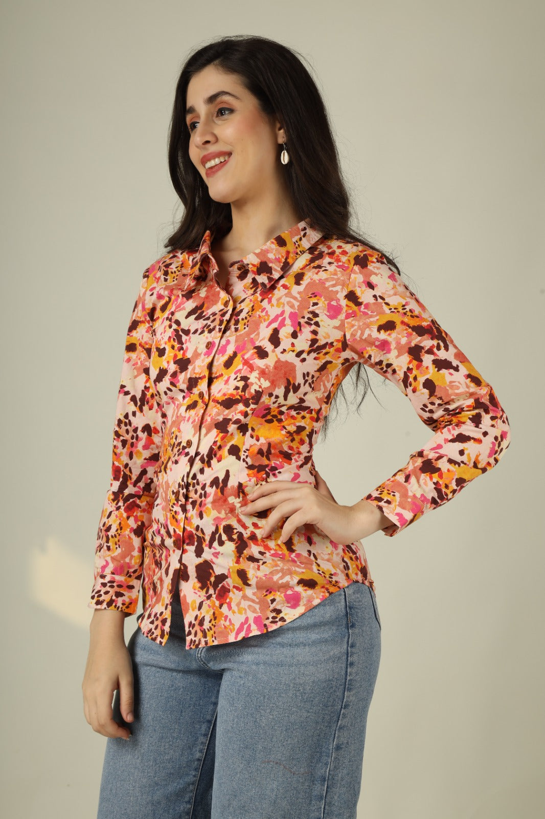 Abstract multi print shirt